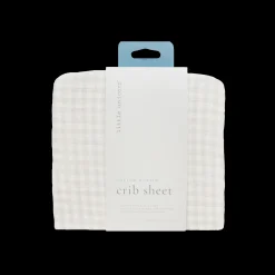 Cotton Muslin Crib Sheet - Tan Gingham