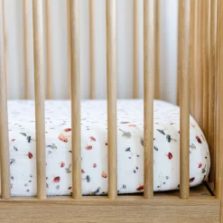 Cotton Muslin Crib Sheet - Mushrooms