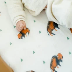 Cotton Muslin Crib Sheet - Bison