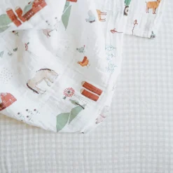Cotton Muslin Crib Sheet - Tan Gingham