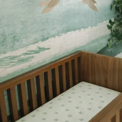 Cotton Muslin Crib Sheet - Blue Stacks