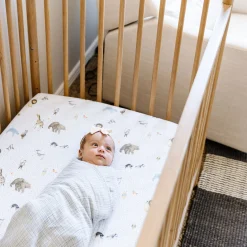 Cotton Muslin Crib Sheet - Party Animals