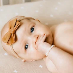 Cotton Muslin Crib Sheet - Taupe Cross