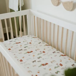 Cotton Muslin Crib Sheet - Farmyard