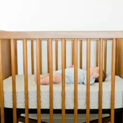 Cotton Muslin Crib Sheet - Grey Stripe