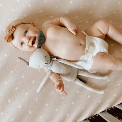 Cotton Muslin Crib Sheet - Taupe Cross