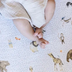 Cotton Muslin Crib Sheet - Party Animals