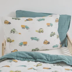 Cotton Muslin Pillowcase 2 Pack - Work Trucks