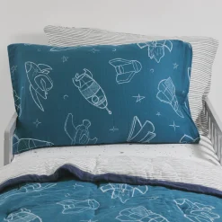 Cotton Muslin Pillowcase 2 Pack - Blast Off