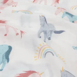 Cotton Muslin Pillowcase 2 Pack - Unicorns