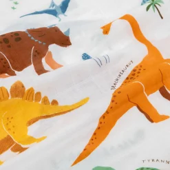 Cotton Muslin Pillowcase 2 Pack - Dino Names
