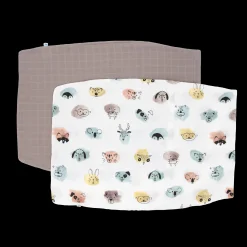Cotton Muslin Pillowcase 2 Pack - Watercolor Critters