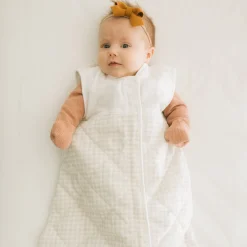Cotton Muslin Quilted Sleep Bag - Tan Gingham
