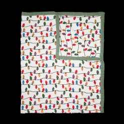 Cotton Muslin Quilted Throw - Christmas Bulbs