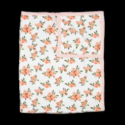 Cotton Muslin Quilted Throw - Watercolor Roses