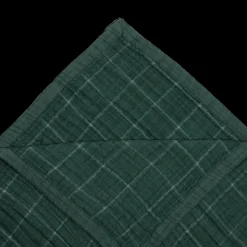 Cotton Muslin Quilted Throw - Evergreen Plaid