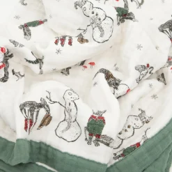 Cotton Muslin Quilted Throw - Snow Day