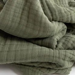Cotton Muslin Quilted Throw - Fern