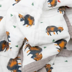 Cotton Muslin Quilted Throw - Bison