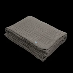 Cotton Muslin Quilted Throw - Mocha