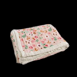 Cotton Muslin Quilted Throw - Vintage Floral