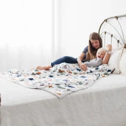 Cotton Muslin Quilted Throw - Dino Friends