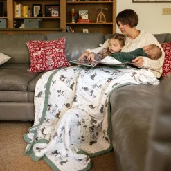 Cotton Muslin Quilted Throw - Snow Day