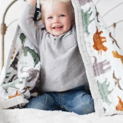 Cotton Muslin Quilted Throw - Dino Friends