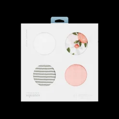 Cotton Muslin Squares 4 Pack - Watercolor Roses