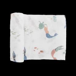 Cotton Muslin Swaddle Blanket - Mermaids