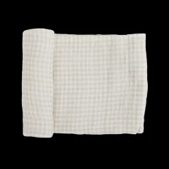 Cotton Muslin Swaddle Blanket - Tan Gingham