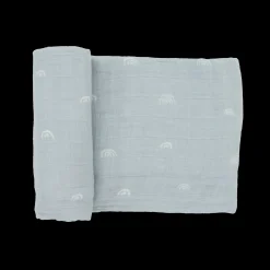 Cotton Muslin Swaddle Blanket - Blue Rainbow