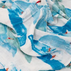 Cotton Muslin Swaddle Blanket - Surf