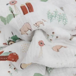 Cotton Muslin Swaddle Blanket - Farmyard
