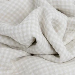 Cotton Muslin Swaddle Blanket - Tan Gingham