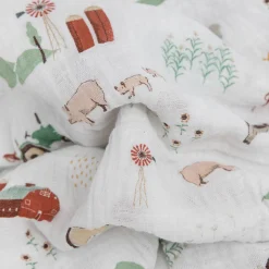 Cotton Muslin Swaddle Blanket 3 Pack - Farmyard
