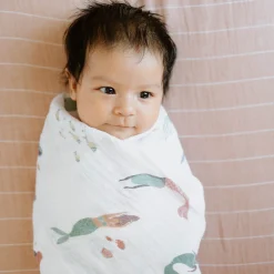 Cotton Muslin Swaddle Blanket 3 Pack - Mermaids