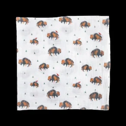 Cotton Muslin Swaddle Blanket - Bison