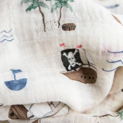 Cotton Muslin Swaddle Blanket 3 Pack - Shark 2