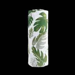 Cotton Muslin Swaddle Blanket - Tropical Leaf