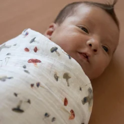 Cotton Muslin Swaddle Blanket - Mushrooms