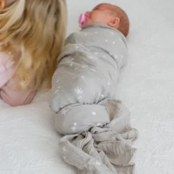 Cotton Muslin Swaddle Blanket - Snow Flurries