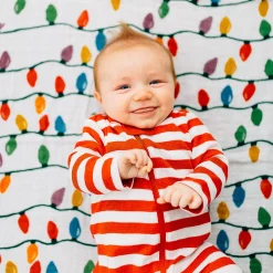 Cotton Muslin Swaddle Blanket - Christmas Bulbs