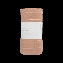 Cotton Muslin Swaddle Blanket - Mauve Stripe