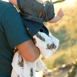 Cotton Muslin Swaddle Blanket - Bison