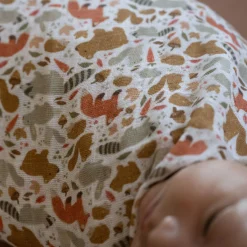 Cotton Muslin Swaddle Blanket - Fall Friends