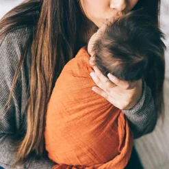 Cotton Muslin Swaddle Blanket - Rust
