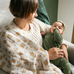 Cotton Muslin Swaddle Blanket - Gingerbread Village