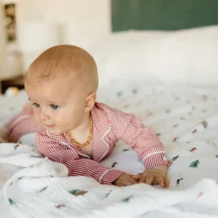 Cotton Muslin Swaddle Blanket - Powder Party