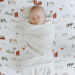 Cotton Muslin Swaddle Blanket - Tan Gingham